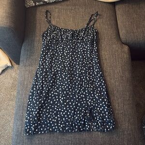 Garage size small blue mini dress with light blue flower design